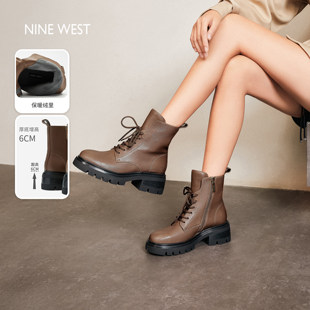 短靴百搭高帮靴棉鞋 Nine 时尚 玖熙厚底马丁靴女加绒秋冬季 West