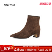 West 玖熙法式 复古尖头时装 奥莱专供Nine 靴粗跟靴子巨好看 短靴