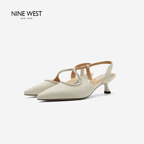 NineWest/玖熙尖头水钻凉鞋女