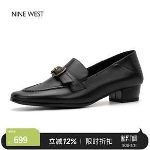 复古一脚蹬英伦风软底粗跟圆头乐福鞋 玖熙法式 West 奥莱专供Nine