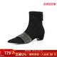 奥莱专供Nine West 玖熙尖头水钻弹力瘦瘦靴袜靴女士短靴粗跟靴子