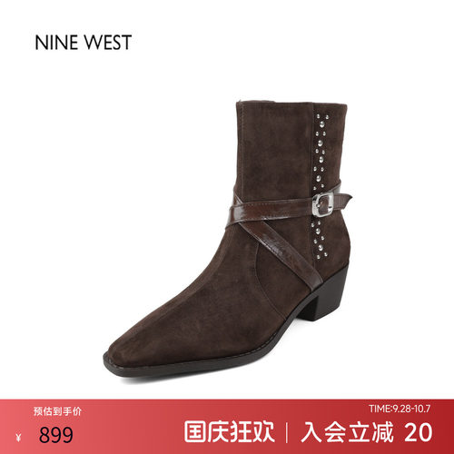 玖熙法式复古皮带扣切尔西靴
