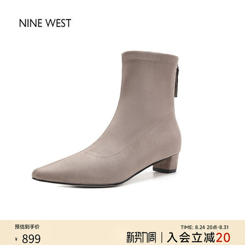 2026新款羊京绒粗跟短靴