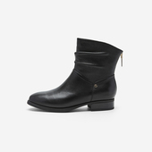 奥莱专供Nine 靴 绒里短靴女圆头褶感低跟时装 West 玖熙2025年冬季