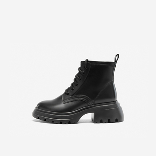 新款 玖熙2025年冬季 马丁靴女英伦风小个子增高百搭短靴 West Nine