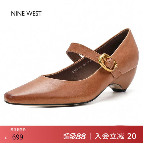 美拉德棕复古玛丽珍鞋女