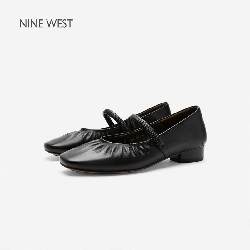 奥莱专供Nine West/玖熙2026春玛丽珍鞋女方头低跟芭蕾舞鞋百搭鞋