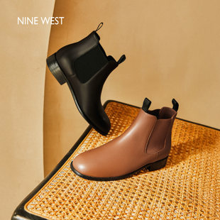 时装 Nine 新款 玖熙切尔西短靴女2025秋冬季 靴平底真皮英伦风 West