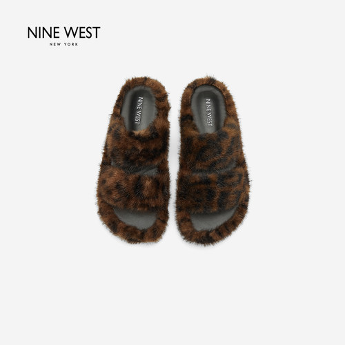 NineWest/玖熙毛毛拖鞋女秋冬