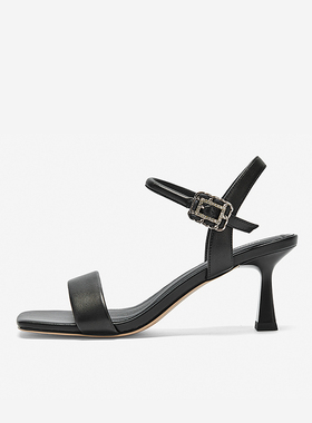 Nine West/玖熙2025年夏季新款一字带凉鞋女方头露趾扣带高跟女鞋