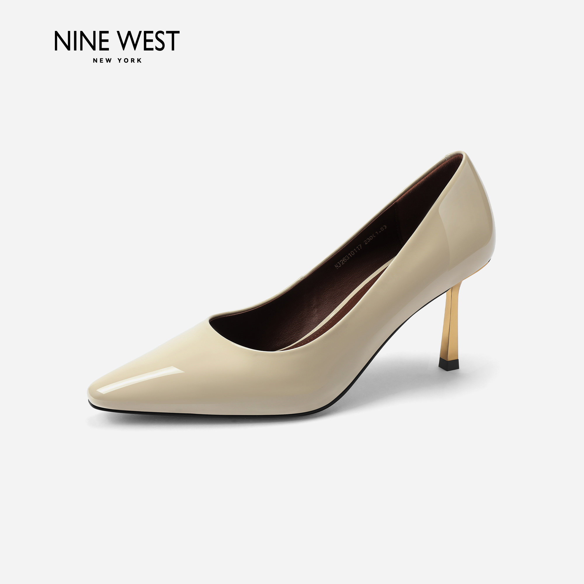Nine West/玖熙尖头浅口单鞋女细跟漆皮高跟鞋百搭通勤工作鞋JJ
