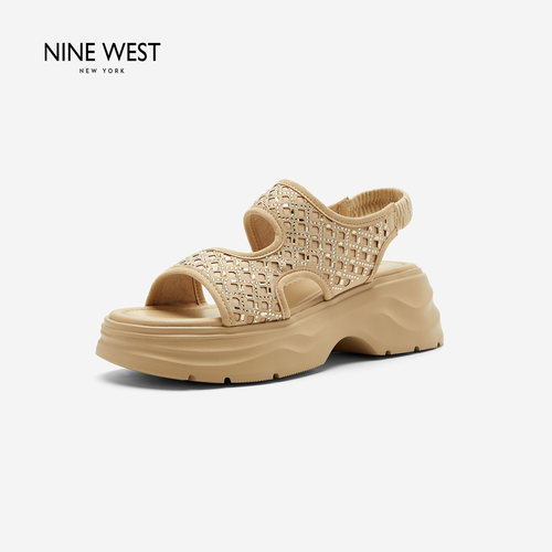 NineWest/玖熙烫钻厚底凉鞋女