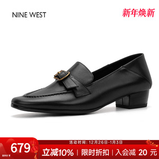 复古一脚蹬英伦风软底粗跟圆头乐福鞋 玖熙法式 West 奥莱专供Nine