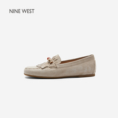 West 玖熙2026年春乐福鞋 女绒面流苏平底鞋 奥莱专供Nine 英伦女鞋