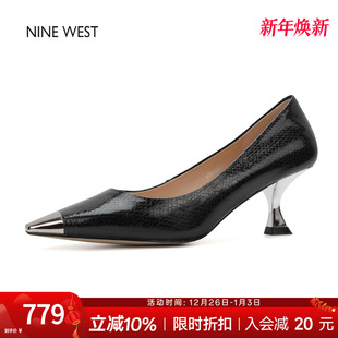 West 女鞋 玖熙浅口尖头单鞋 黑色高跟鞋 女百搭通勤鞋 奥莱专供Nine