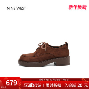 翻毛皮鞋 玖熙英伦风乐福鞋 新款 女鞋 秋 奥莱专供Nine 粗跟单鞋 West