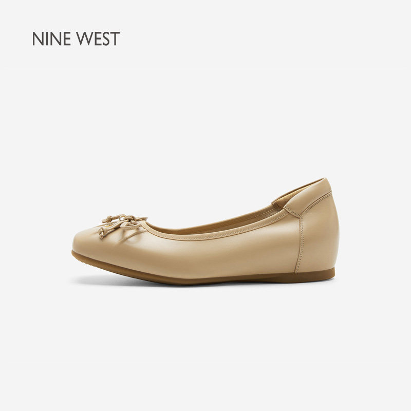 奥莱专供Nine West/玖熙2026年春蛋卷鞋女方头蝴蝶结通勤平底女鞋