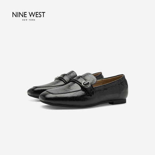 NineWest/玖熙方头平底乐福鞋女