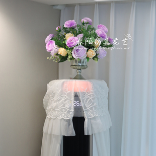 立式空调柜机上的摆花冰箱上装饰假花仿真花摆设餐厅桌罗花盆摆件