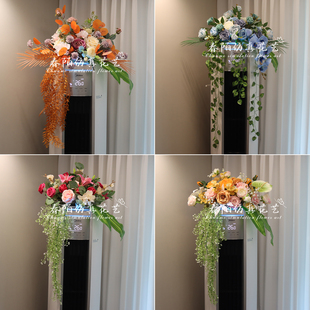 客厅圆柱空调柜机顶上装饰品仿真花艺摆件电视柜下垂桌面摆放假花