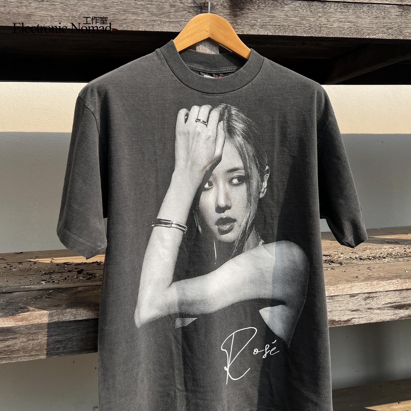 EN 워싱마스터 블랙핑크 멤버 ROSE 박채영 반팔 티셔츠 트렌디