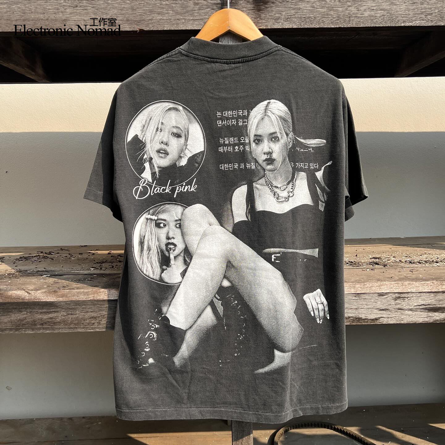 EN 워싱마스터 블랙핑크 멤버 ROSE 박채영 반팔 티셔츠 트렌디