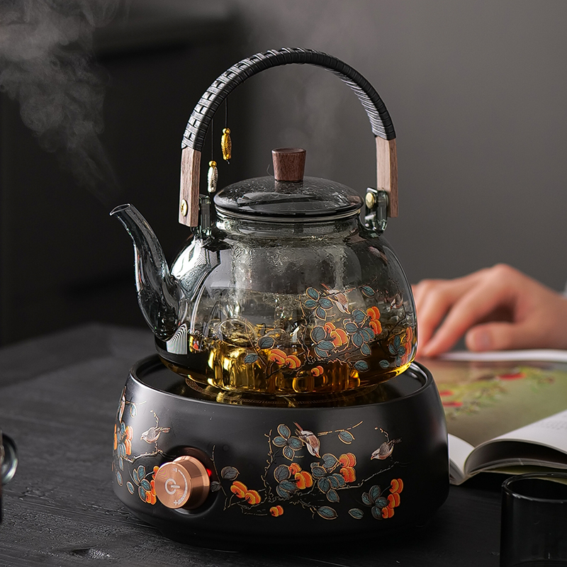 玻璃烧水煮茶壶家用电陶炉蒸煮花茶烧水炉陶瓷电围炉烤炉全套小型
