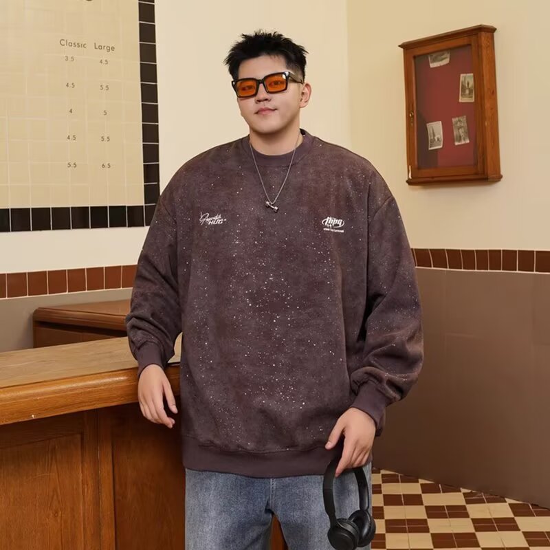 PANG哥 潮牌大码男装2026春胖子宽松纯棉长袖t恤加肥加大打底衫