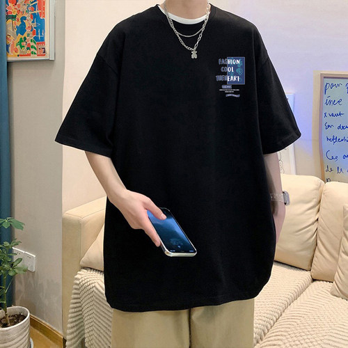 PANG哥 纯棉t恤男夏季加肥加大码潮牌半袖胖子300斤上衣服五分袖