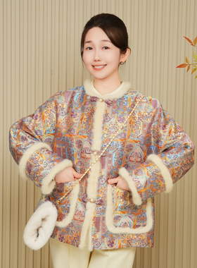 依山锦新中式宋锦100桑蚕丝国风外套棉服上衣YSW5144-4