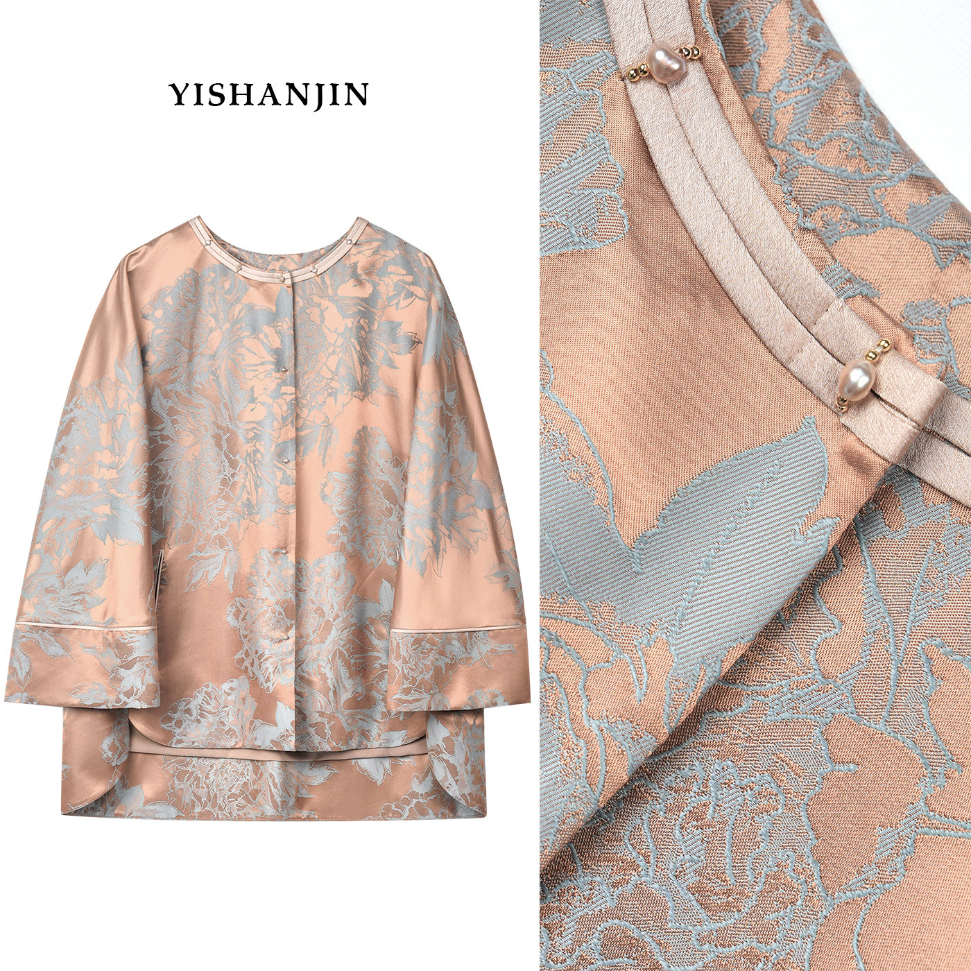 依山锦新中式宋锦桑蚕丝衬衣国风外套小衫YSW5149