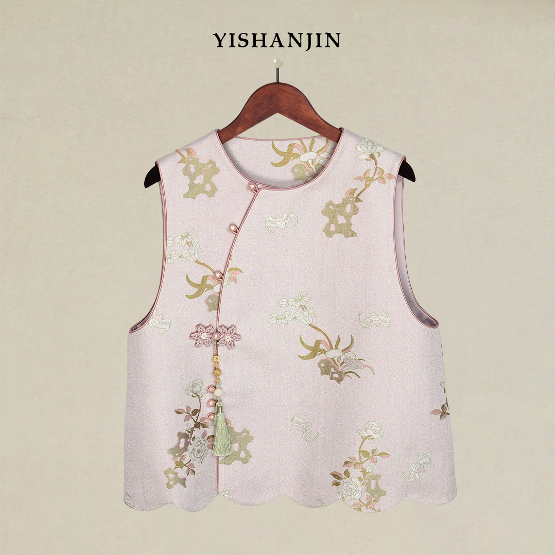 【山石牡丹】100桑蚕丝新中式宋锦马甲YSM5006,女装/女士精品,汉服上装,淘宝优惠券,粉丝福利购,淘宝优惠卷