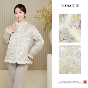 依山锦新中式宋锦桑蚕丝棉服外套国风上衣小袄YSS5599