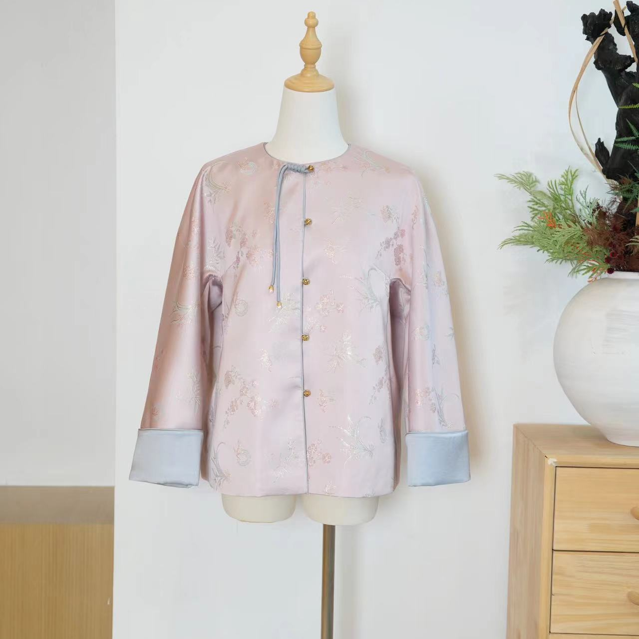 【胭脂雪】 桑蚕丝国风新中式圆领长袖上衣 24W0234,女装/女士精品,汉服上装,淘宝优惠券,粉丝福利购,淘宝优惠卷