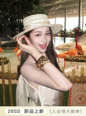 徐如蓝同款MIMI PLANGE南法镂空纹珍珠礼帽法式度假草帽子女26SS