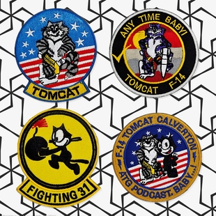 壮志凌云汤姆猫魔术贴章军迷臂章飞行员徽章战术背包贴创意士气章