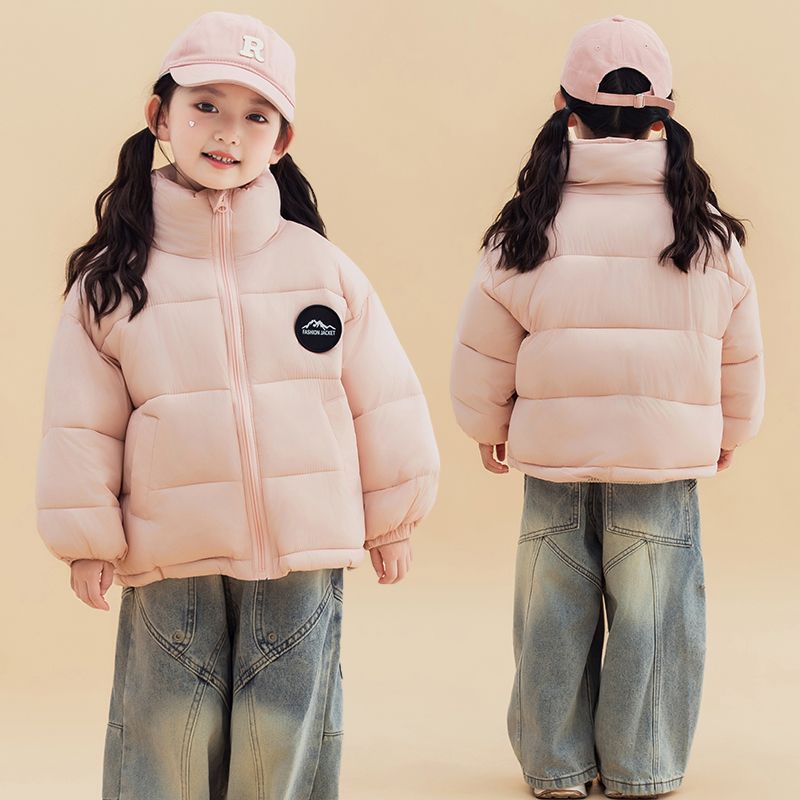 秋冬新款儿童棉服中小童男女宝宝加厚保暖轻便立领简洁外套棉衣潮