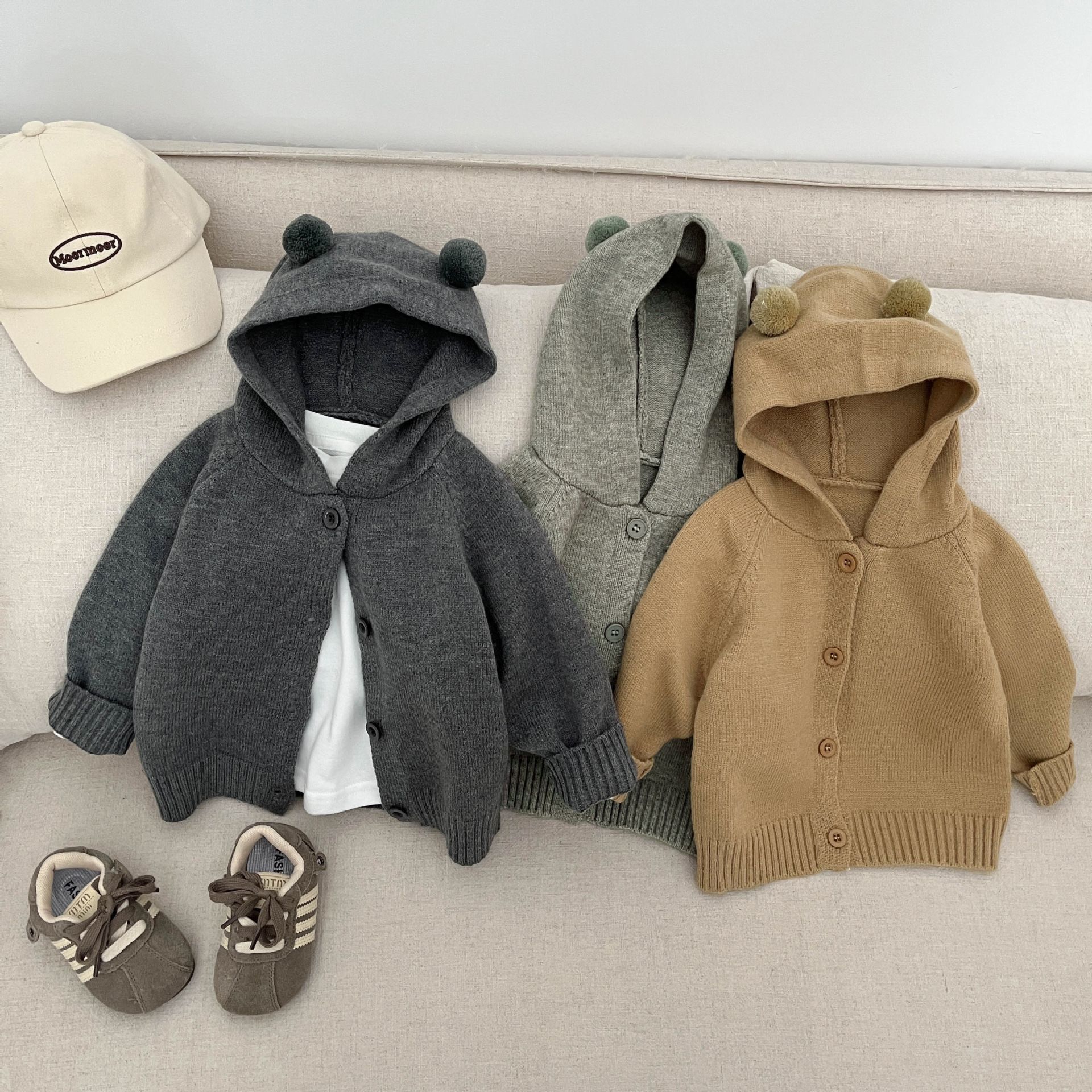 儿童毛衣外套2025秋季新款韩版男女宝宝可爱连帽针织开衫婴儿秋装