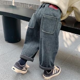 牛仔裤 男孩冬季 2025新款 休闲裤 儿童加绒加厚一体绒秋冬款 男童冬装