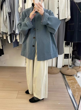 Eter  24韩春季高品质纯色立领休闲百搭款风衣外套女复古宽松日系