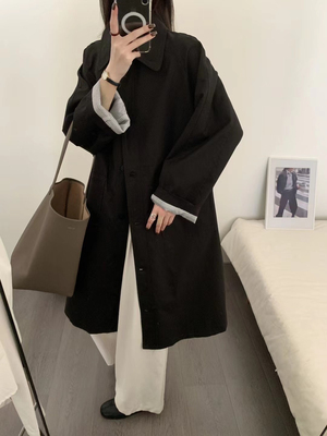 Eter 24韩秋季通勤高级感风衣外套女中长款宽松休闲小个子大衣