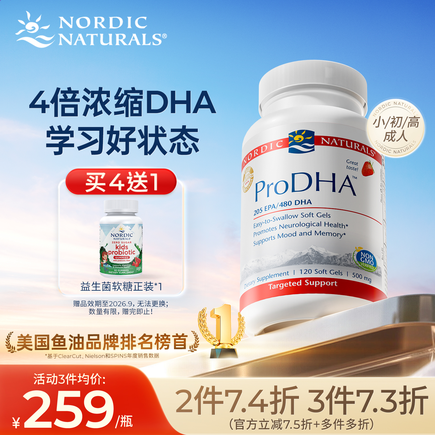 挪威小鱼ProDHA鱼油专业版120粒