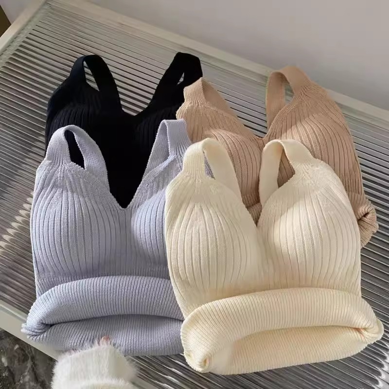 针织保暖吊带背心带胸垫加厚显瘦