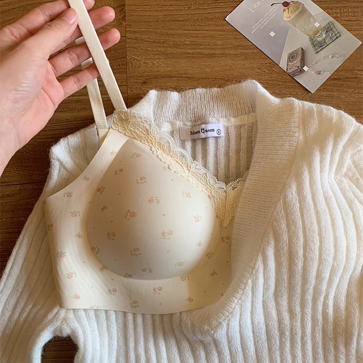 法式甜美碎花蕾丝性感聚拢内衣女