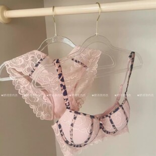 大胸聚拢内衣女薄款透气性感蕾丝胸罩收副乳防下垂显胸小文胸套装