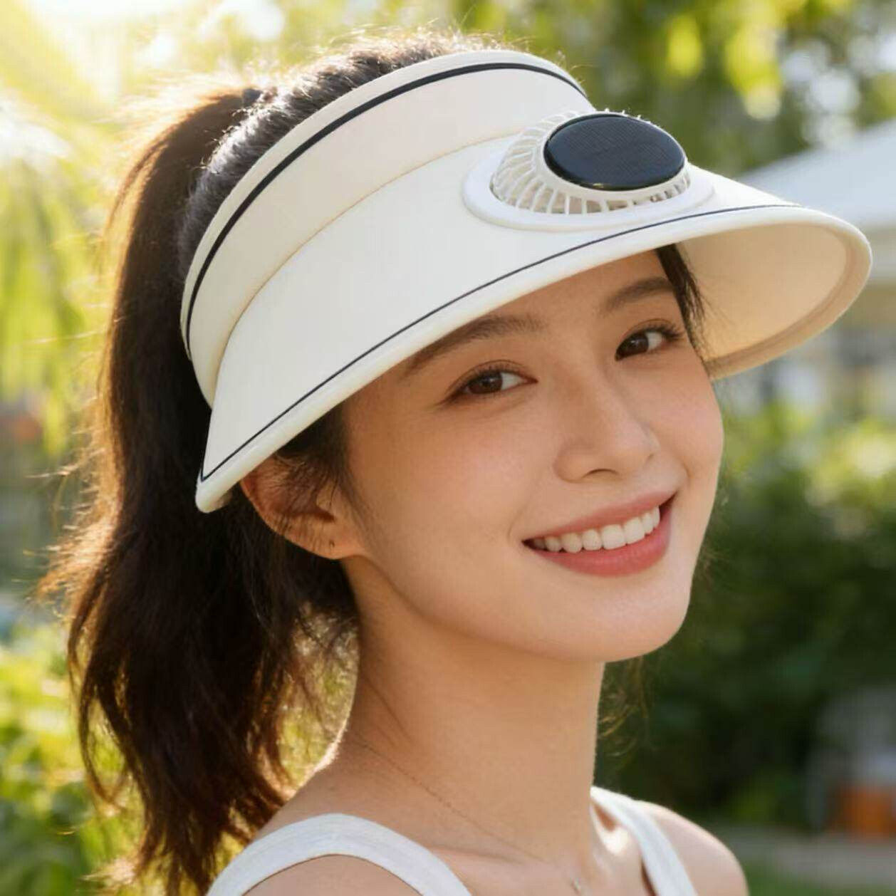 夏季太阳能+USB充电两用带风扇帽子空顶帽防晒遮阳帽男女同款帽子