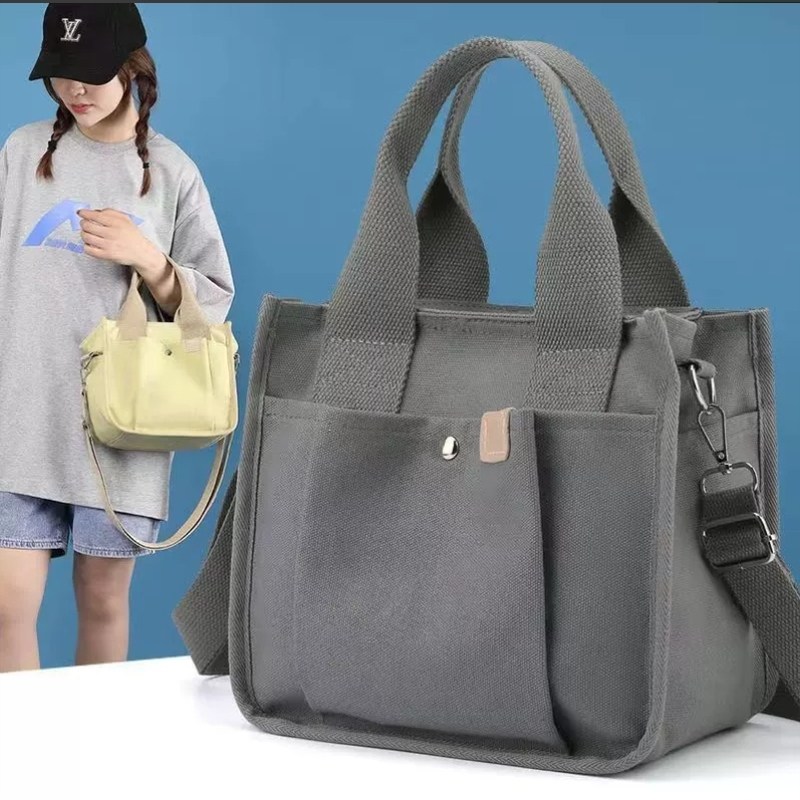2024新款日式手提帆布包女斜挎时尚上班带饭盒袋出门小拎包大容量