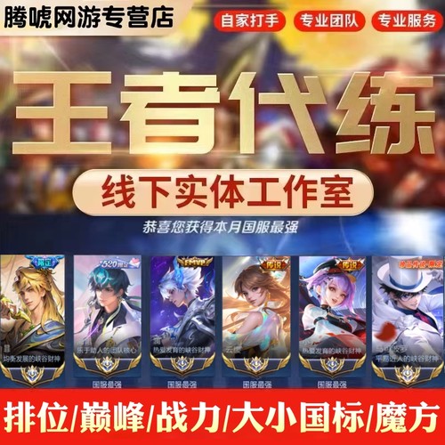 王者荣耀代打代练小国标省标排位战力巅峰赛小魔方陪玩带上分车队