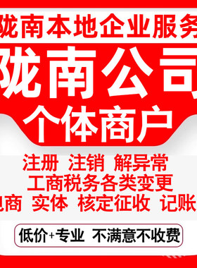 注册陇南武都宕昌两当西和康县文县公司营业执照变更代办个体注销