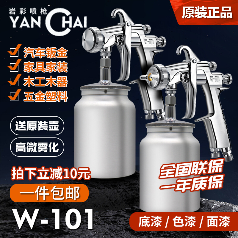 W-101气动甲醛油漆高雾化喷漆枪汽车钣金家具木工面底漆喷枪W101